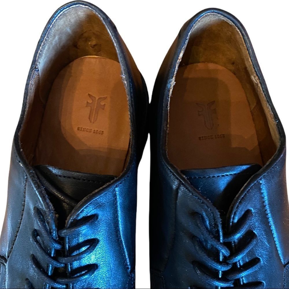New in Box FRYE Men's "Bowery Oxford" Black Leather Shoes 7.5 7.5M - Picture 5 of 6